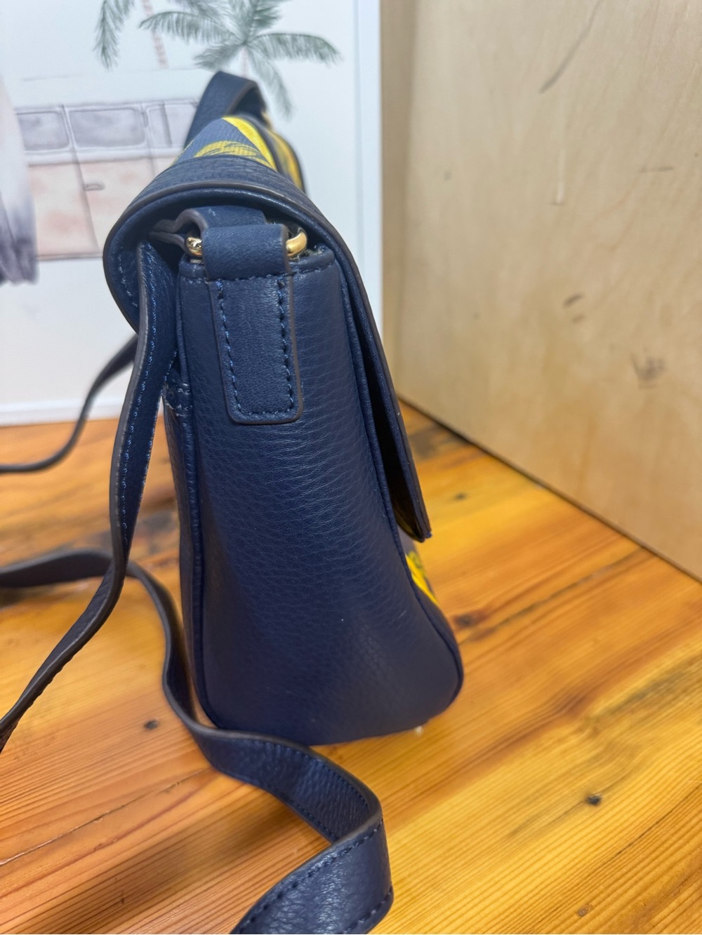 Isaac Mizrahi Navy Crossbody with Yellow Floral Print - Picture 5 of 10